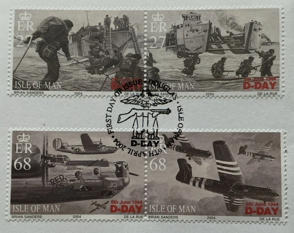 Isle Of Man QEII 1994 D-Day Se-tenant Pairs Official IOMFDC Douglas IOM SHS - Image 2 of 4