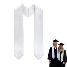 White Graduation Sash  Stole, 70" Blank Graduation Stole Class of 2026 for A...