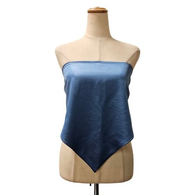 Nanushka Blau Seide Triangel Crop Top