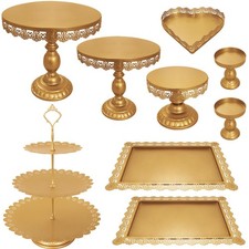 Set of 9 Cake Stands Metal Cupcake Stand Set Multiple Styles Candy Fruit Disp...