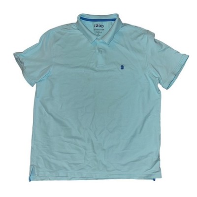 IZOD Advantage Performance Polo Shirt Mens XL Light Blue Short Sleeve Stretch