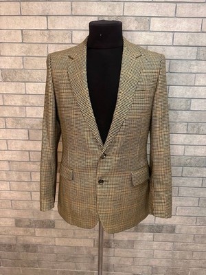 Vintage 70s Houndstooth Wool Blazer, Hardy Amies Design, Size 48