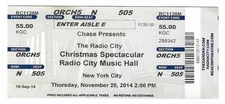 Radio City Music Hall Christmas Spectacular 11/20/14 NYC New York Ticket Stub!