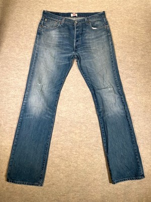 Levis 501 Original Fit Jeans Mens 36x36 Blue Denim Cotton Mid Rise Straight Leg