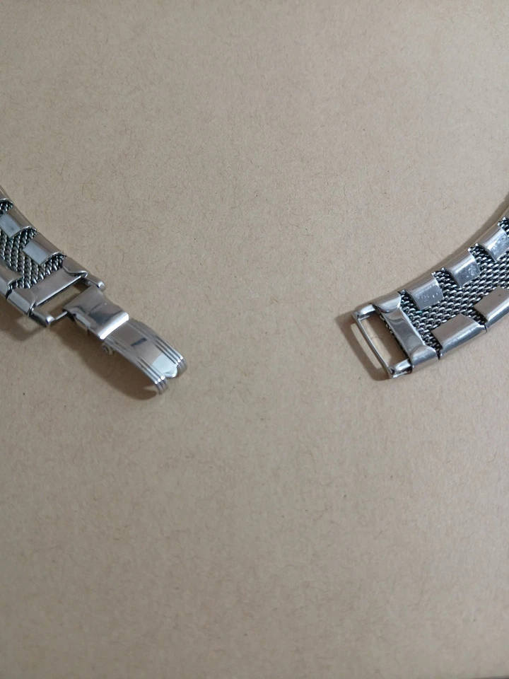 PRECIOSO Collar Gargantilla Vintage Tono Plata Flexible Omega Cadena 16" Foto 4 de 4