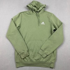 Adidas Hoodie Men Medium Olive Trefoil Logo Pullover Sweatshirt Essential M