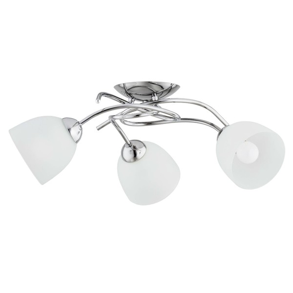 Deckenleuchte 3-Flammig Glas Weiß Chrom E27 L:56 Cm Deckenlampe Schlafzimmer-image