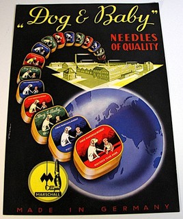 Rare Ad Poster Dog & Baby Needles Phonograph 1940 MARSCHALL Affiche Pub #8
