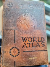 WORLD ATLAS By DAVID COHEN LEATHER BOUND 1945