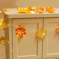 Herbstdeko Lichterkette Ahornblatt Holz 1,5M 10 LED Mit Timer FüR Innen Deko