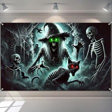 Halloween Banner 71x43 Inch Scary Halloween Backdrop with Halloween Decor 1