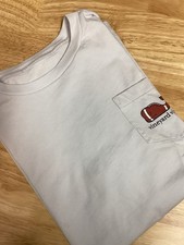 Boys Vineyard Vines Football Whale Short Sleeved Pocket Tee Light Blue Small