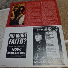 Vintage BRUCE DICKINSON UK TOUR ANTHRAX DAN SPITZ JOEY BELLADONNA  A4 POSTER RAW
