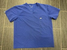 Figs One-Pocket Scrub Top Shirt Men Sz XL Royal Blue Short Sleeve Healthcare
