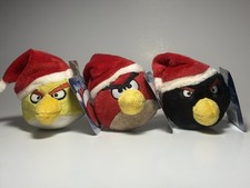 Angry Birds Seasons 3 Plush Ornament Christmas Santa Red Chuck Bomb NWT RARE