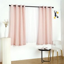 2 BLUSH 52"x64" FAUX LINEN CURTAINS Chrome Grommets - Home Events Decorations