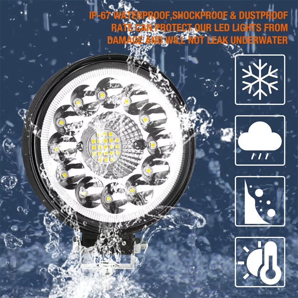 Pair 5"inch Round LED Work Light Bar Flood Spot Light Driving Lamp For Offroad