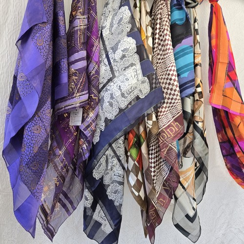 Vintage 100% Silk Unique Italy French Branded Scarf Shawl Multi-Patterns
