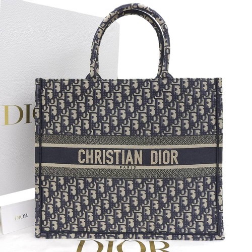 Christian Dior Book Tote M1286ZRIW_M828 Canvas Navy with Box Unisex Bag #TYB955