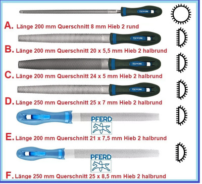 PFERD/TECWERK Holzraspel 7263 Auswahl rund halbrund 200 250 mm Kabinettraspel