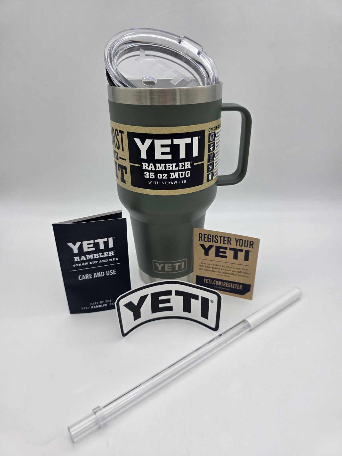 YETI Rambler 35 oz CAMP GREEN BPA Free Straw Mug   BRAND NEW