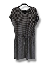 Hilary Radley Womens Striped Drawstring Waist Dress Side Pockets NEW