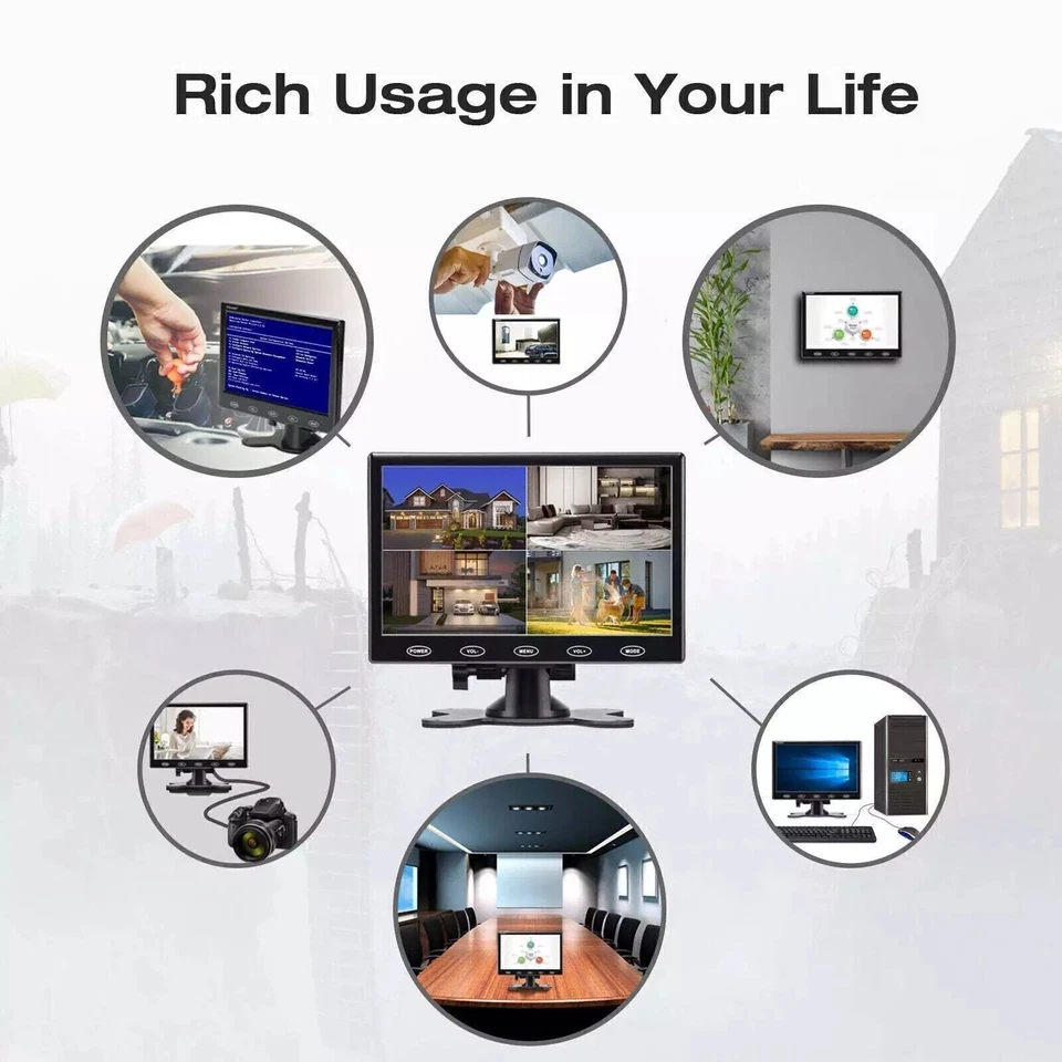 Tragbarer 7-Zoll-CCTV-Monitor FHD-Bildschirm Mit HDMI/VGA/AV für Raspberry Pi - Bild 4 von 4