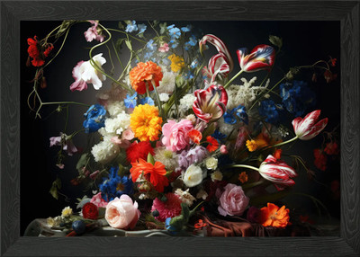 Stillleben lebendige Blumen gerahmtes Wandbild Poster Leinwanddruck Bild