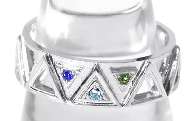 Movic Triad Primus Motif Ring Silver 925 Glass Stone Model 19