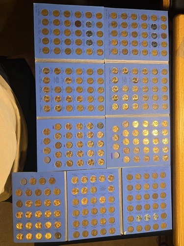 Three 1941-1974 COINS COMPLETE LINCOLN CENT SET IN WHITMAN FOLDER  PENNIES