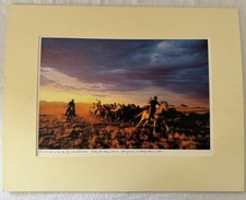 Philip Morris Print Cowboy Horses Roundup Marlboro Vintage Retail Lithograph