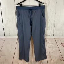 FIGS Kade Cargo Scrub Pants Bottoms Large Blue Chambray Medical Uniform Hospital