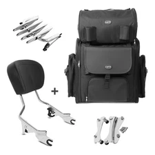 Sissy Bar XB + Tail Bag for chopper / custombikes Touring 09-13 with rear rack c