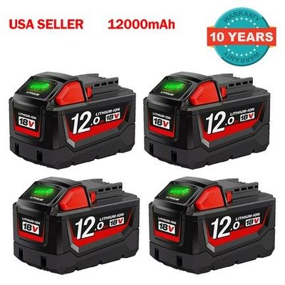 New M18 12AH 18V Extended Tool Battery Li-Ion XC M18B5 48-11-185 For Milwaukee