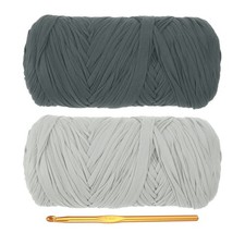 T-Shirt Yarn for Crocheting, 2 Pack 400g/130 Yards Yarn(Light Gray/Dark Gray)