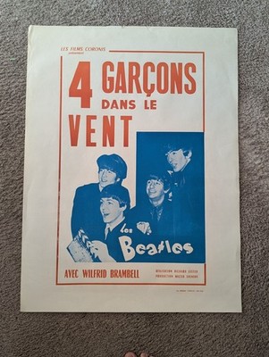 Vintage Original 1964 Beatles 4 Garcons Dans Le Vent 23-1/2''x31'' Poster