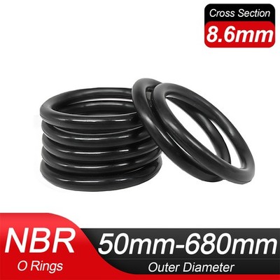 8.6mm Cross Section O-Ring Nitrile Rubber Oil Resistant Seals NBR 70 50-680mm OD