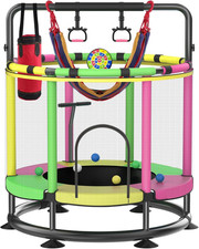 Trampoline for Kids, Full Anti-Rust 440Lbs Anti-Rollover round Bottom Toddler Tr