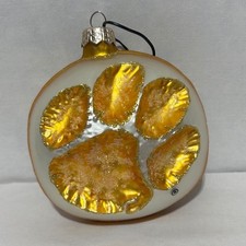 Clemson Tigers Christmas Ornament Collegiate Paw Print Glitter Orange White OS