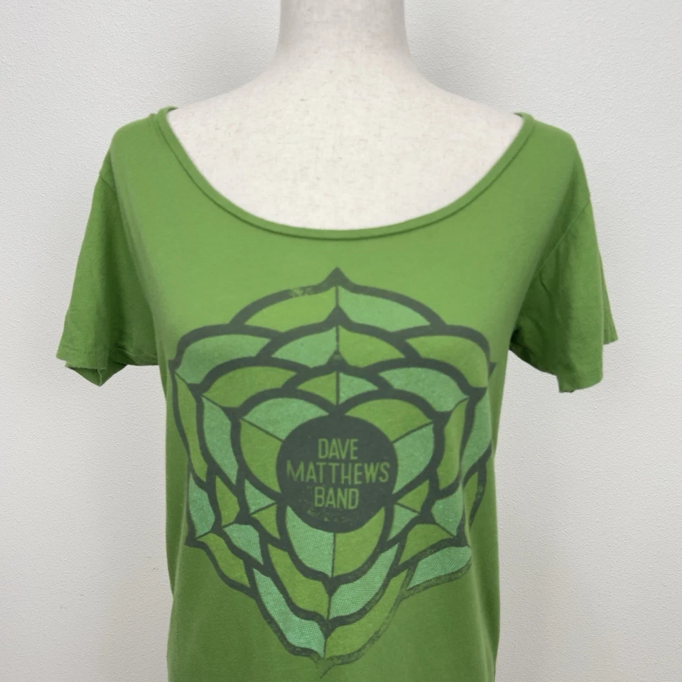 Top Dave Matthews Band para mujer XL verde flor de loto algodón orgánico concierto DMB Foto 2 de 4