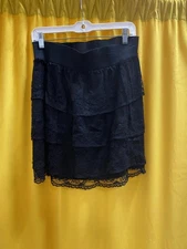 APT. 9 Black Lace Floral 3 Tiered Skirt, Gothic Style Size M
