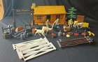 Vtg 1950's Marx Bar M Ranch Playset Litho Bunkhouse Accessories Cowboys Playset