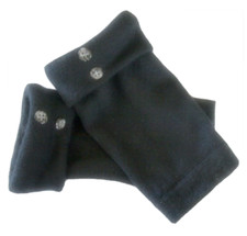 FINGERLESS GLOVES BLACK 100% MERINO WOOL SMALL - MEDIUM S - M ARM WARMERS CUFFS