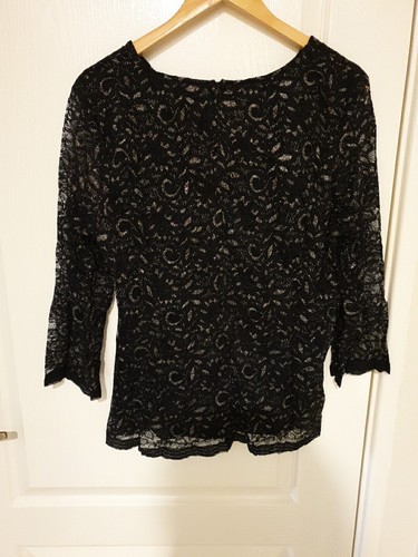 💛 NEW - Liz Jordan Luxe Size 1XL (18) Black & Gold Lace Top - RRP $149.95 💛 - Picture 4 of 11