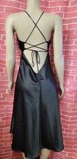 Caroline Won Black Size G Crisscross Black Satiny Midi Dress G