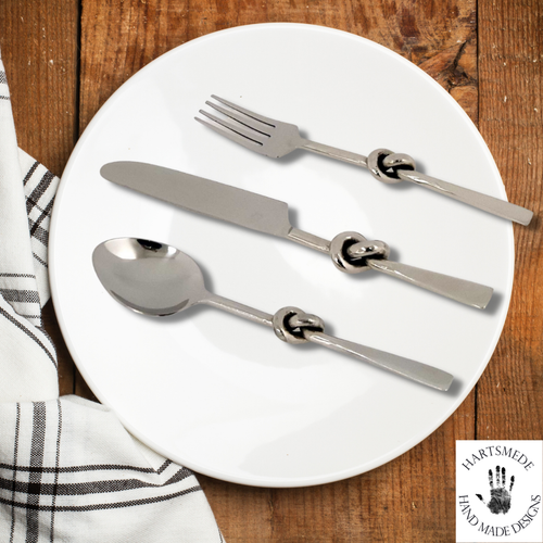Knotted stainless Steel Cutlery Set flatware 18peice set hand eBay