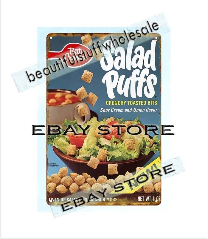 1973 Salad Puffs retro metal tin sign for living room restaurant pub wall decor