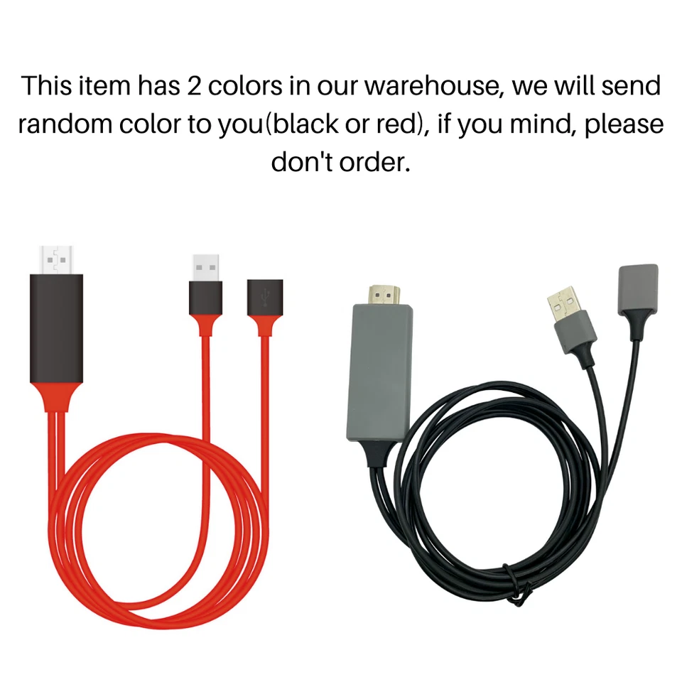 1080P Phone to Digital TV HDTV AV HDMI Mirroring Cord Adapter For iPhone Android - Image 2 of 4