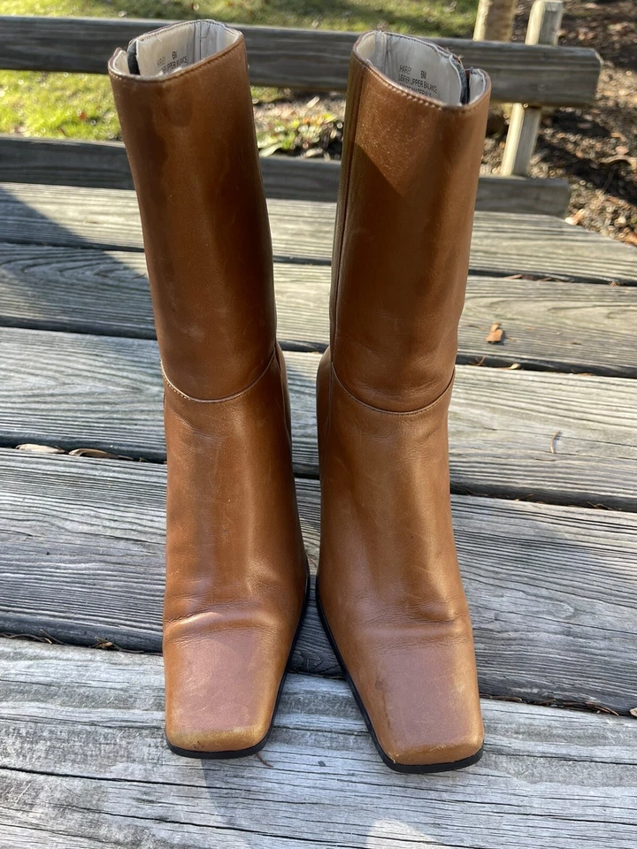 Madeline Mujer Botas Cuero Marrón Camel Cremallera Lateral 2” Tacón Talla 6M Foto 2 de 4