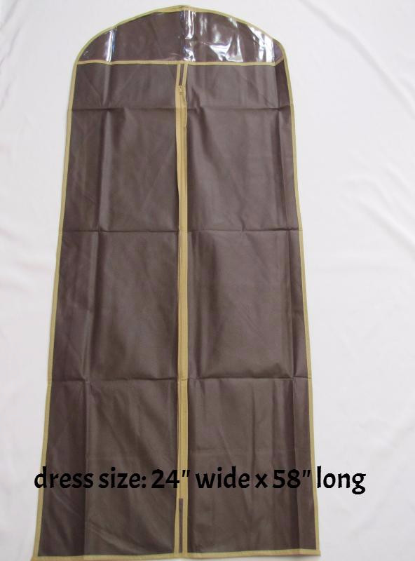 4pcs Garment Bags 58" for Dress/Gown/Long Coat,w/Transparent Window,Brown,NEW